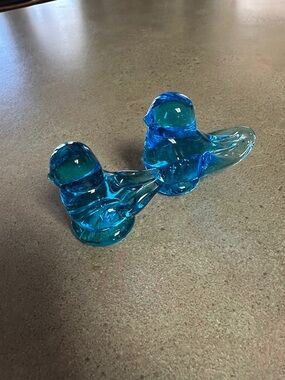 Vintage Ron Ray Bluebirds of Happiness Hand-Blown Cobalt Blue Glass